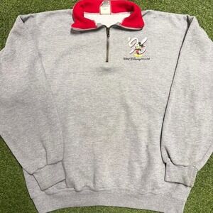 Disney grey‎ quarter zip sweatshirt Size M #disney